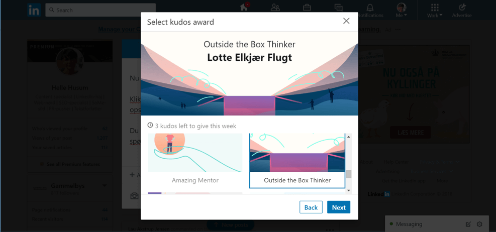 Kudos award LinkedIn