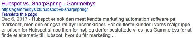 Metabeskrivelse på Google